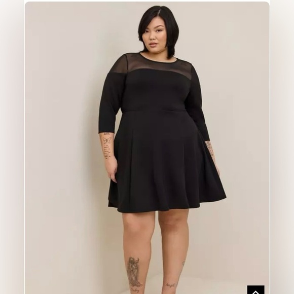NWT TORRID Skater Mini Dress - Cupro & Mesh Deep Black Size 4X - Picture 1 of 15
